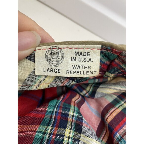 Vintage Eddie Bauer Newsboy Golf Cabby Hat Cap Sz Large Beige Plaid Lined USA - Picture 5 of 6